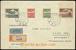 73504 - 1937 Reg and airmail letter sent from Plzeň to Vienna, with