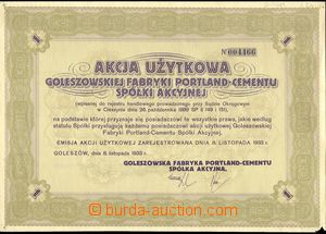 73617 - 1933 POLAND  share cementárny Goleszów, perf in corners