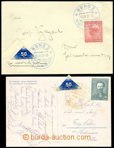 73771 - 1937-38 letter and postcard with uprating delivery stmp Pof.