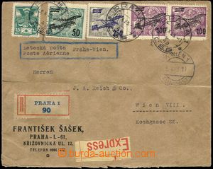 73849 - 1923 Reg, express and airmail letter to Vienna, with Pof.L4
