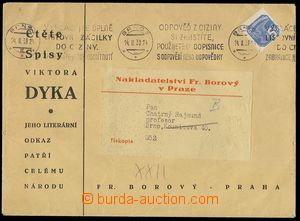 75514 - 1938 envelope sent as printed matter publ. Fr. Borový Pragu