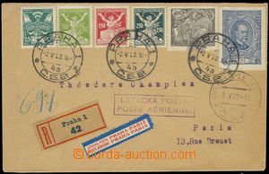 75804 - 1922 Reg and airmail letter to Paris, direction label, cache
