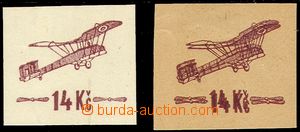 76080 - 1920 trial overprint the first issue., 14CZK, 2 pcs on comm