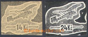 76081 - 1920 trial overprint the first issue., 14CZK and 24CZK, 2 pc