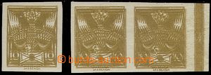 76284 - Pof.146N, 10h olive, imperforated pair with margin + single