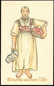76397 - 1927 SVOLINSKÝ K. novoročenka tiskárny - Děvče se džbánem, b