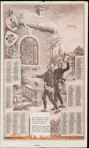 84182 - 1909 CALENDAR printing, two kominíci in front of house + v