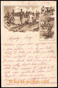 87747 - 1899 NOTEPAPERS decorated letter paper, lithography, milita