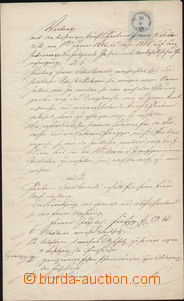87812 - 1864 RAKOUSKO listina, přípisy, kolky 50kr emise 1858, 1870