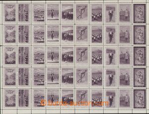 88026 - 1938 SOKOL X. Sokol festival, complete 50-stamps sheet with