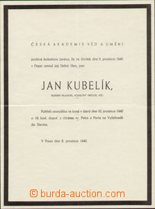 89793 - 1940 OBITUARY / KUBELÍK John (1880–1940), composer and vi