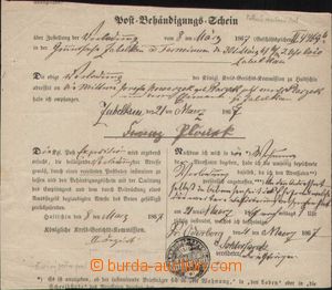 91684 - 1867 larger part postal blank form/-s Post-Behändigungs-Sch