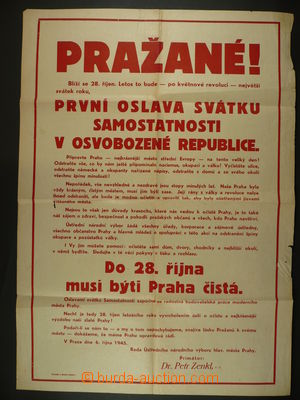 93438 - 1945 POSTER Central people's committee Prague, proclamation