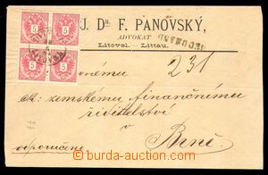 93818 - 1884 R-dopis vyfr. 4-blokem zn. Mi.46A, DR Litovel/ 22.6.84,