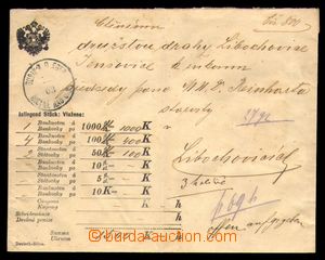 93820 - 1903 cenné psaní do Libochovic obsahující bankovky v sou