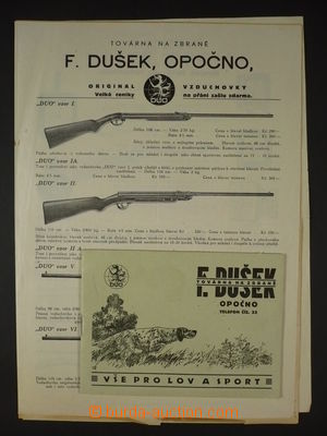 94241 - 1937 ZBRANĚ F. Dušek, Opočno, 2x ceníky, zachovalé