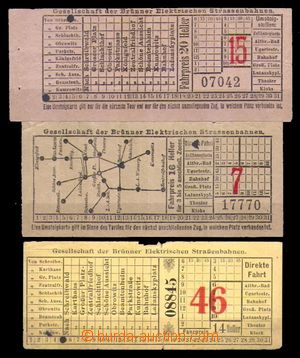 95579 - 1910? TICKETS 3 tram ticket/-s from Brno, every other makin