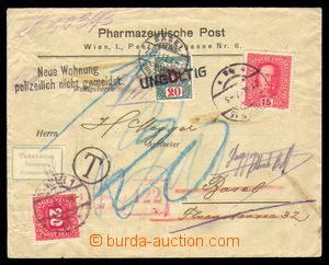 95764 - 1917 letter to Basel, with Mi.190, Francis Joseph 15h red, C