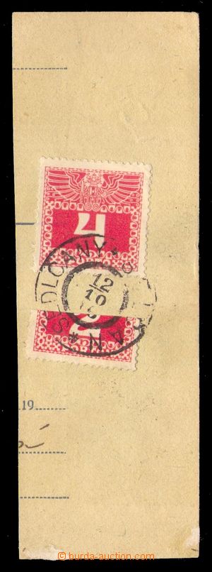 96145 - 1916 parcel dispatch card segment with fee paid i.a. halving