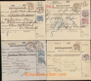 96233 - 1898 sestava 4ks větších dílů peněžních průvodek s