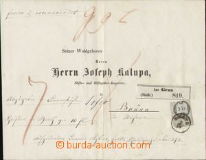 96842 - 1860 wrapping of parcel, price 10Zl, sent from Graz to Brno,