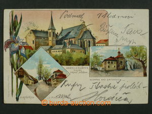 97443 - 1901 SMÍCHOV, KOŠÍŘE - litografická koláž, kosatec, D