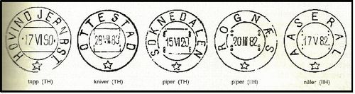 NORGE / NORSKO, Hullstempel – razítka s perforačními otvroy