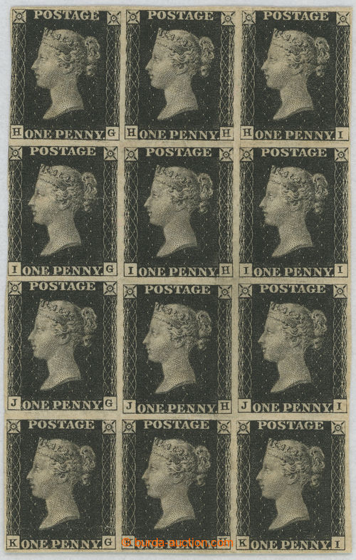 PENNY BLACK, PLATE 5, MINT BLOCK OF TWELVE