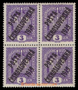 100368 -  Pof.33STA, Crown 3h violet, block of four with joined types