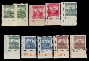100412 - 1926 Pof.217, 220, 221, 223 a 224, Malé krajinky bez průsv
