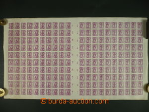 100913 -  Pof.2, 3h violet, complete 200-stamps double sheet, incl. 1