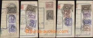 100918 - 1920 comp. 5 pcs of parcel dispatch card segments, very inte