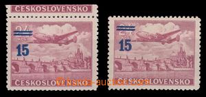 100990 - 1949 Pof.L31a 2x, overprint provisory 15Kčs, comp. 2 pcs of