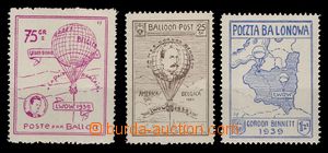 100998 - 1939 POLAND / BALLOON MAIL  comp. 3 pcs of advertising label