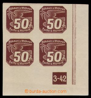 101025 - 1939 Pof.NV8, 50h hnědá, pravý 4-blok s DČ 3-42