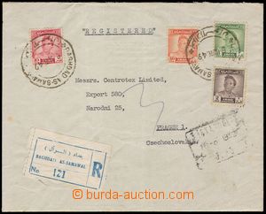 101097 - 1949 Reg letter to Czechoslovakia with Mi.128, 129, 134, 140
