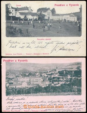 101114 - 1906 VIZOVICE - sestava 2ks pohlednic, pohled k zámku, celk