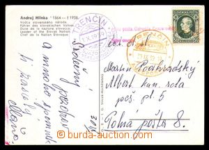 101265 - 1939 postcard (Hlinka) sent to field post No.8,  with Alb.29