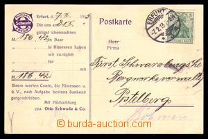 101332 - 1913 GERMANY  reklamní dopisnice fy PUMPEN SCHWADE vyfr. zn