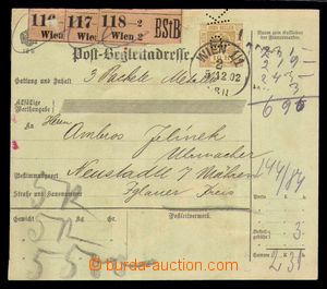 101353 - 1902 Maxa P37, larger part of parcel card with perfin P.K. t