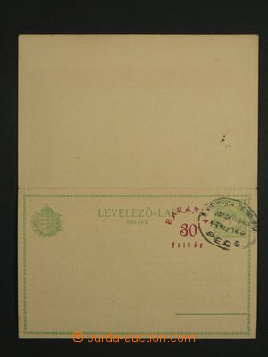 101481 - 1919 BARANYA  Mi.P5, 30f/5f 2x, dvojitá dopisnice, 2x ovál