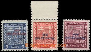 101653 - 1939 Alb.2, 4, 6, Znak, převrácený přetisk, hodnoty 20h 