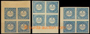 101683 - 1886 Mi.2 ND1, 2S blue, comp. 3 pcs of reprints in blocks of