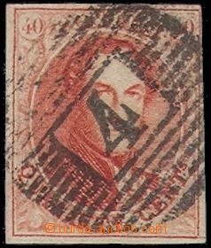 101695 - 1858 Mi.9 I, Král Leopold I., 40c cihlově červená, nezou