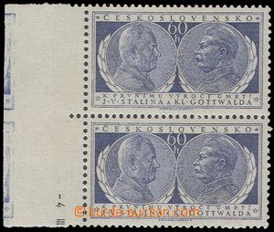 101710 - 1954 Pof.773DO, Anniv of Death, vertical pair, 2x imprint of