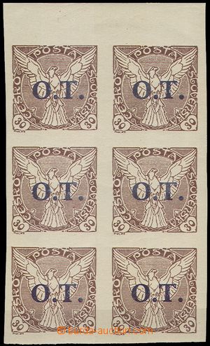 101751 - 1934 Pof.OT3ST, 30h brown, marginal block-of-6 with 2x types