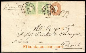 101782 - 1863 folded letter to Pinerolo, with Mi.8II 2x, 3So green, 1