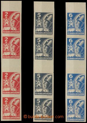 101808 - 1945 Pof.354-356Ms(4), Košice-issue, vertical 4-stamp gutte