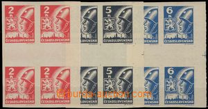 101809 - 1945 Pof.354-356Ms(2), Košice-issue, vertical 2-stamps gutt