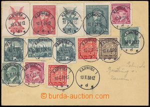101829 - 1938 CDV 65, on reverse used 12 pcs of Czechosl. stamps, eve